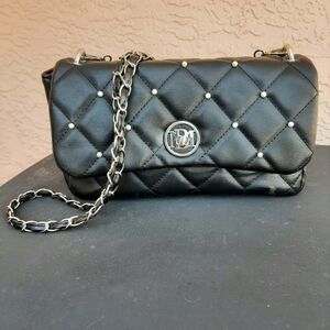 BADGELY MISHKA Black Embellished Quilted Flap Bag